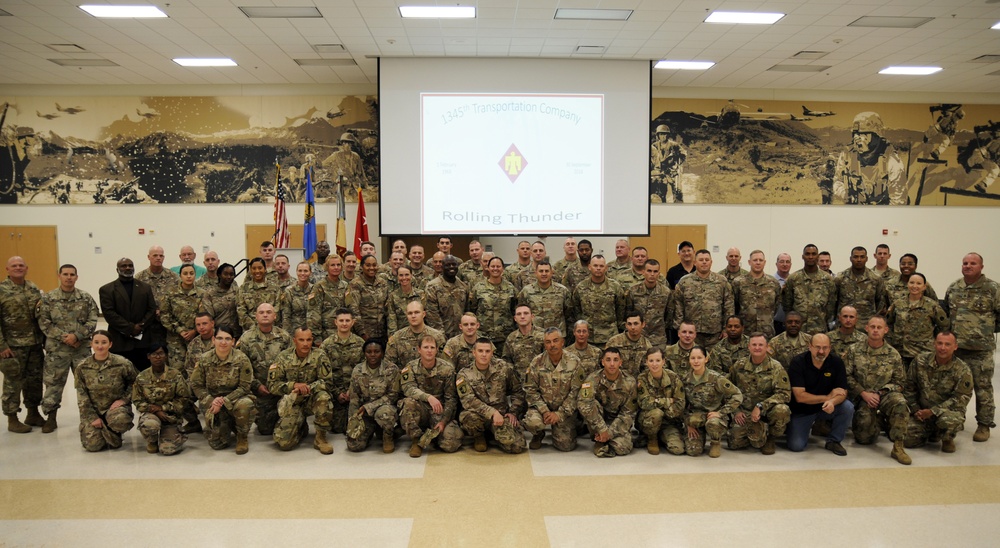 1345th Transportation Company case their unit colors