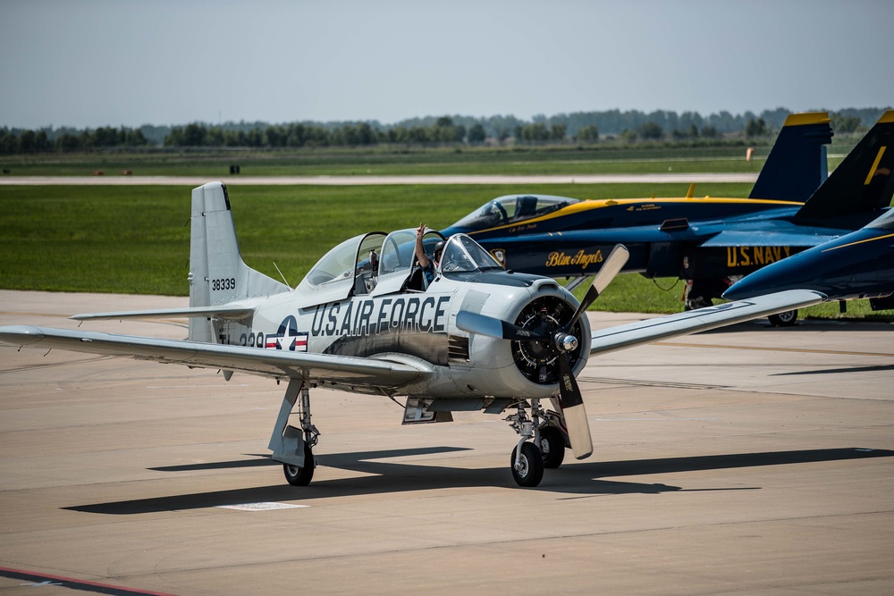 The T-28 Trojan takes flight at the Sound of Speed Air Show
