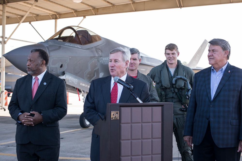 Mayor Todd Strange holds F35 press conference