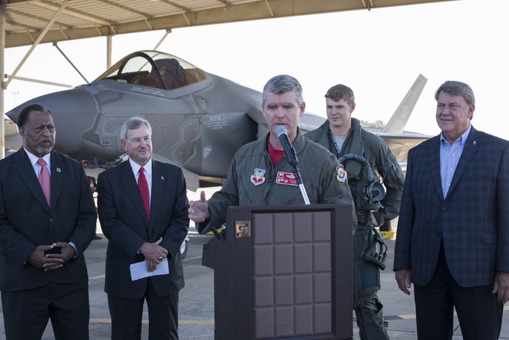 Mayor Todd Strange holds F35 press conference