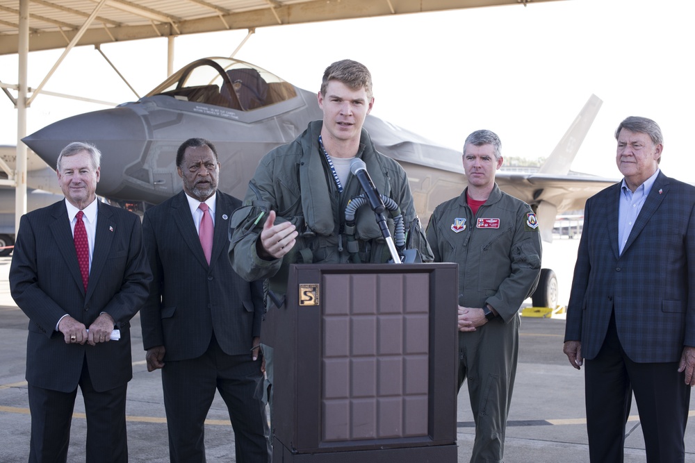 Mayor Todd Strange holds F35 press conference