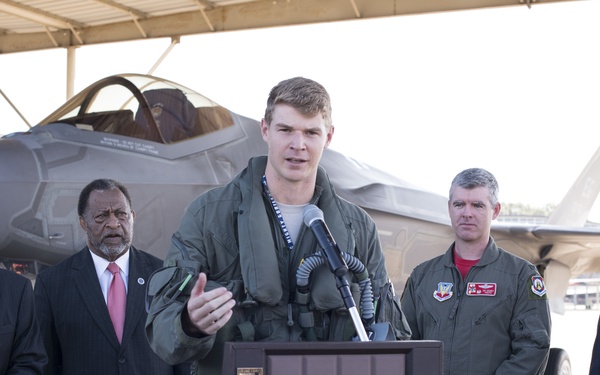 Mayor Todd Strange holds F35 press conference