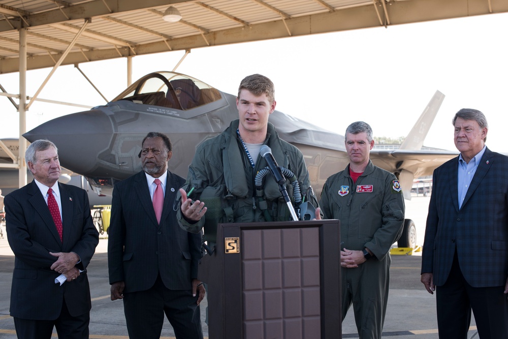 Mayor Todd Strange holds F35 press conference