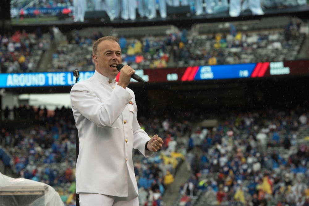 NFL opening day halftime show in New York with the Navy Band Sea Chanters chorus