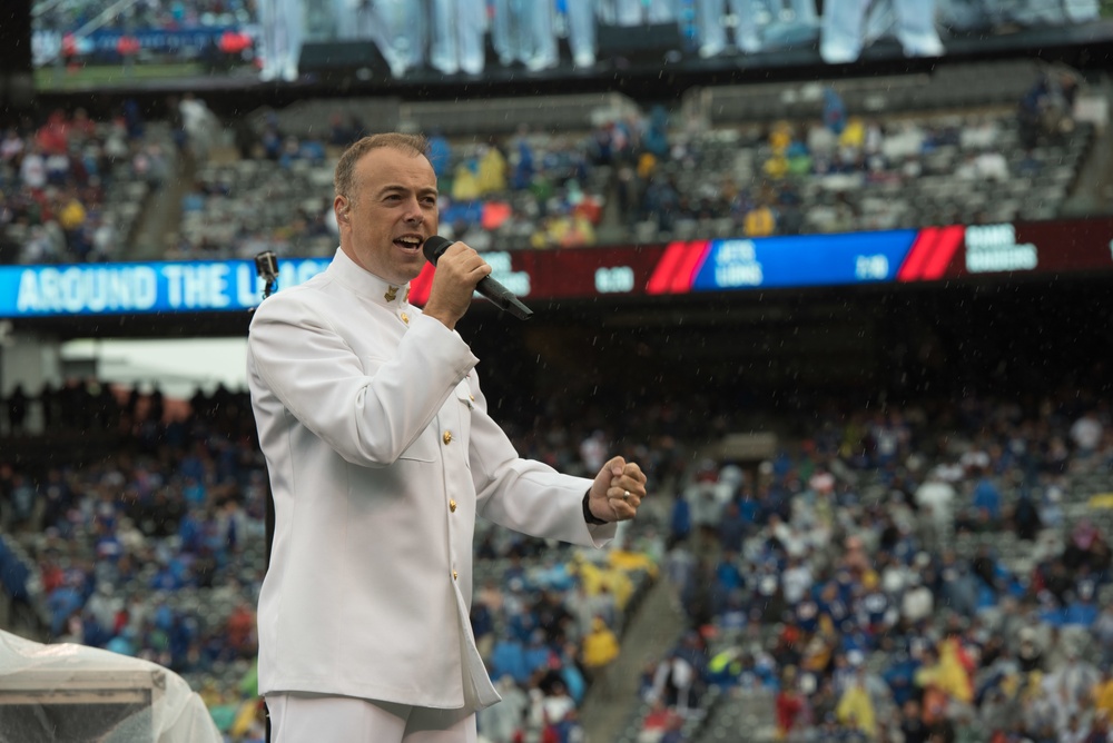 NFL opening day halftime show in New York with the Navy Band Sea Chanters chorus