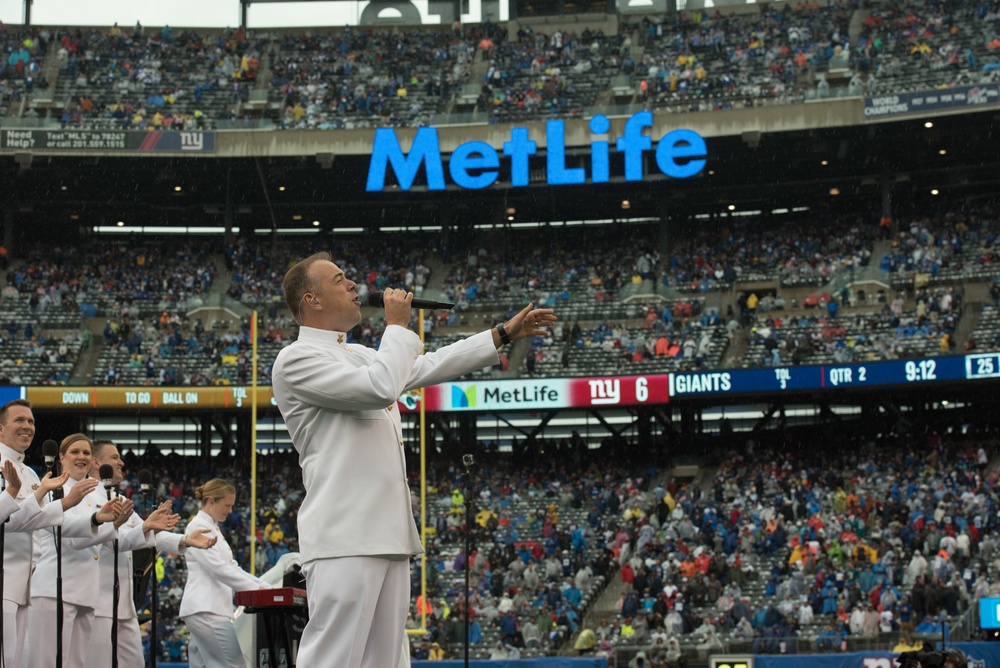 NFL opening day halftime show in New York with the Navy Band Sea Chanters chorus