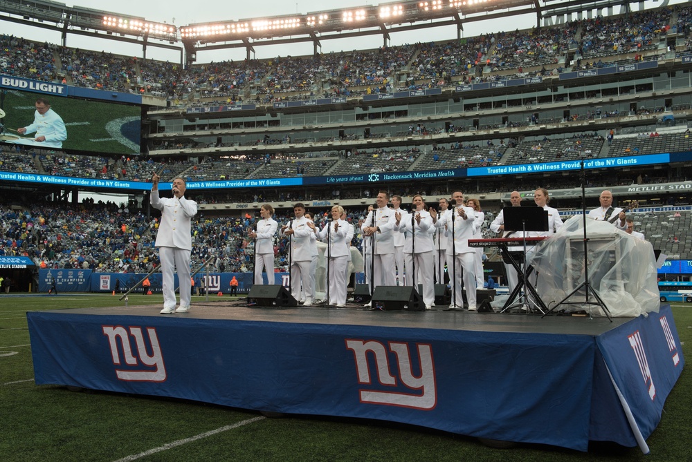 NFL opening day halftime show in New York with the Navy Band Sea Chanters chorus