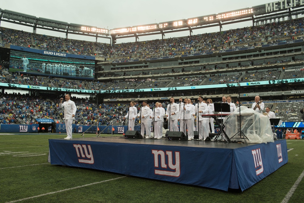 NFL opening day halftime show in New York with the Navy Band Sea Chanters chorus