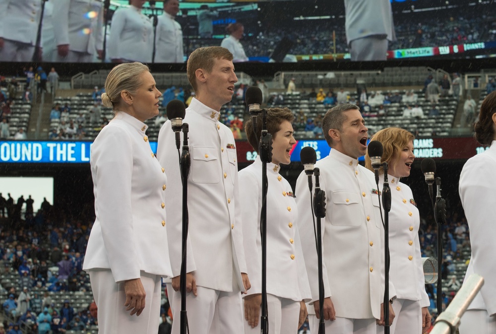 NFL opening day halftime show in New York with the Navy Band Sea Chanters chorus