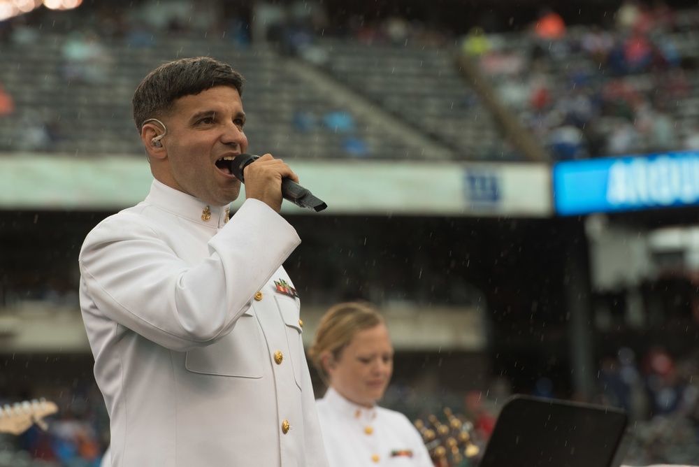 NFL opening day halftime show in New York with the Navy Band Sea Chanters chorus
