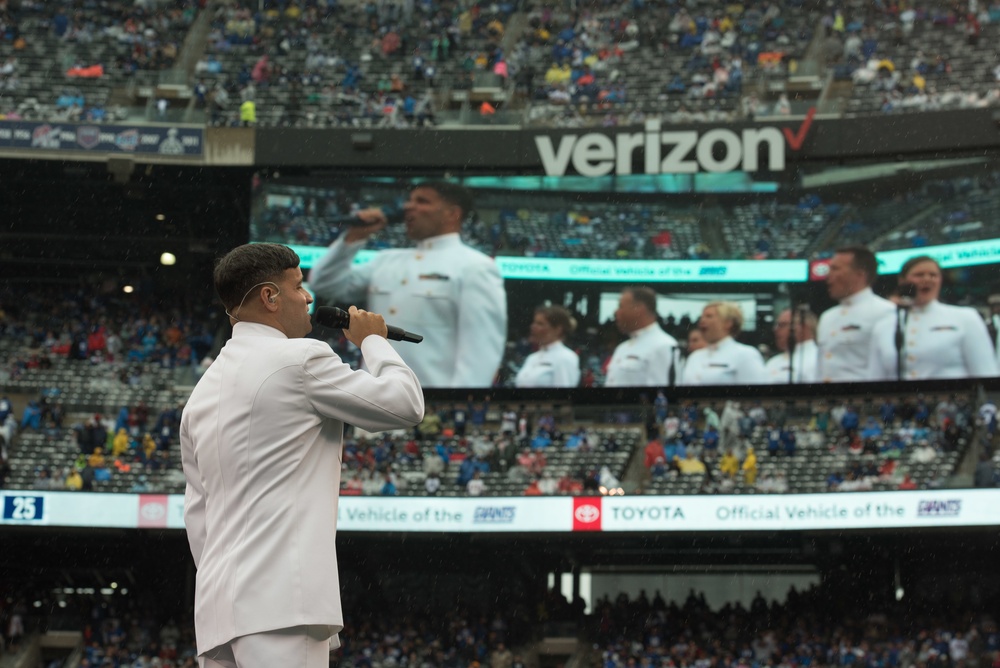 NFL opening day halftime show in New York with the Navy Band Sea Chanters chorus