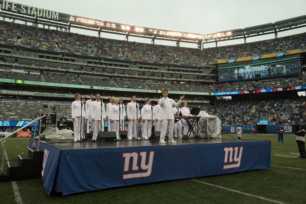 NFL opening day halftime show in New York with the Navy Band Sea Chanters chorus