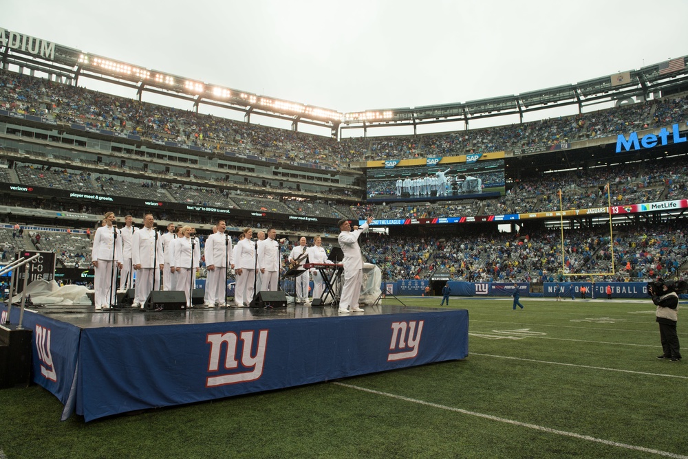 NFL opening day halftime show in New York with the Navy Band Sea Chanters chorus
