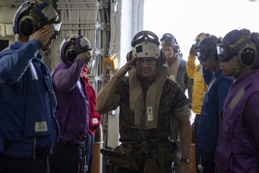 Vice Adm. Andrew Lewis visits Marines, Sailors aboard USS Kearsarge