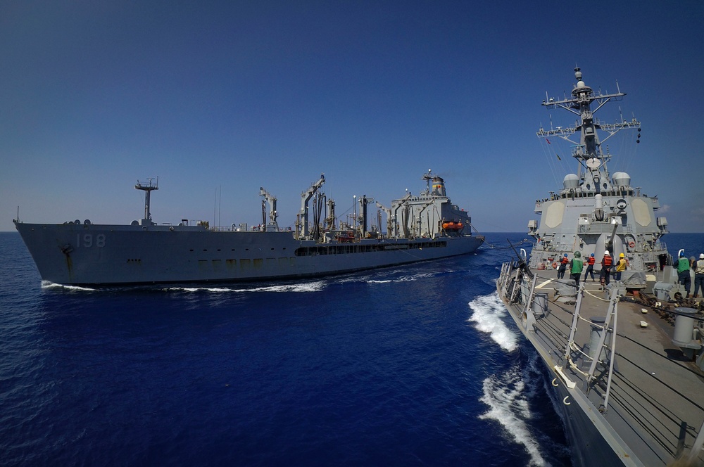 USS Carney Conducts Replenishment at Sea with USNS Big Horn