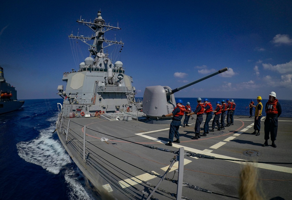 USS Carney Conducts Replenishment at Sea with USNS Big Horn