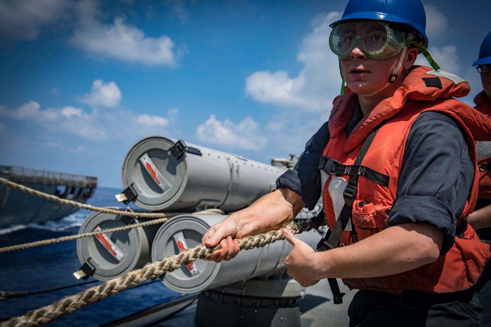 USS Carney Conducts Replenishment at Sea with USNS Big Horn