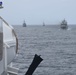 The Coast Guard Cutter Tahoma sails off the coast of Colombia as Latin American Naval ships trail behind