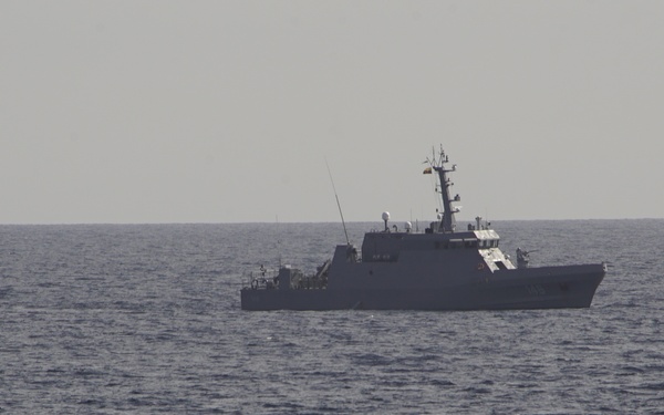 A Coast Guard Cutter Tahoma small boat preforms a boarding exercise during UNITAS 2018
