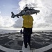 Petty Officer 1st Class Darla George conducts flight operations on the Coast Guard Cutter Tahoma during UNITAS 2018