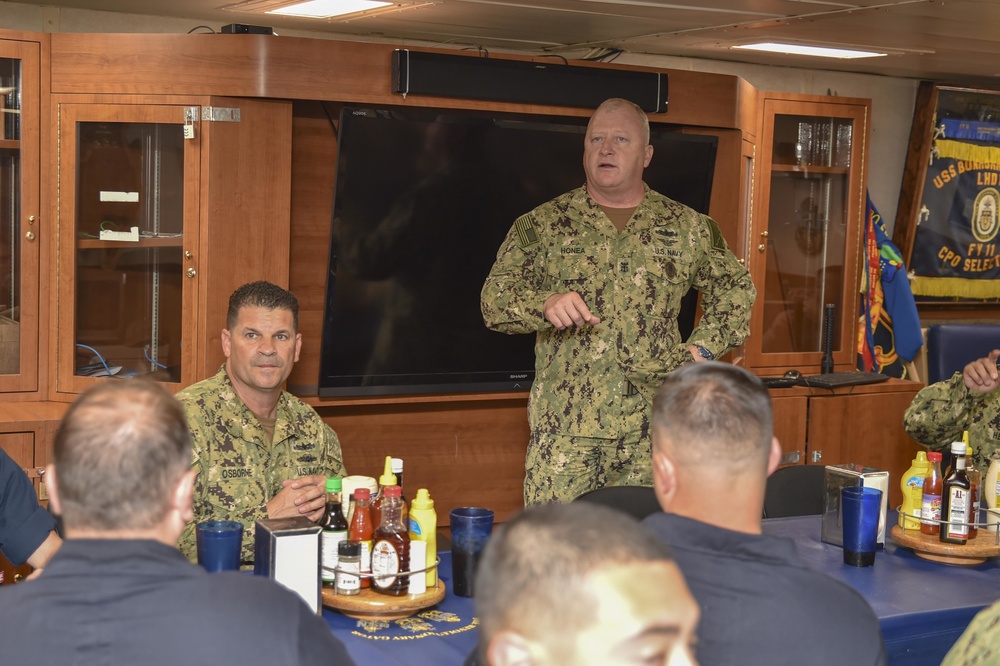 Fleet Master Chief Visits USS Bonhomme Richard (LHD 6)