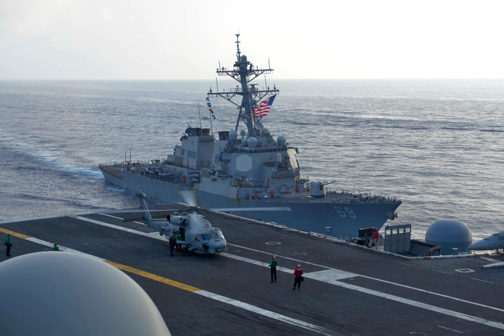 USS Ronald Reagan, USS Milius, and JMSDF photo exercise