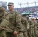 Maryland National Guard Soldiers and Airmen display flag at Baltimore Ravens Game