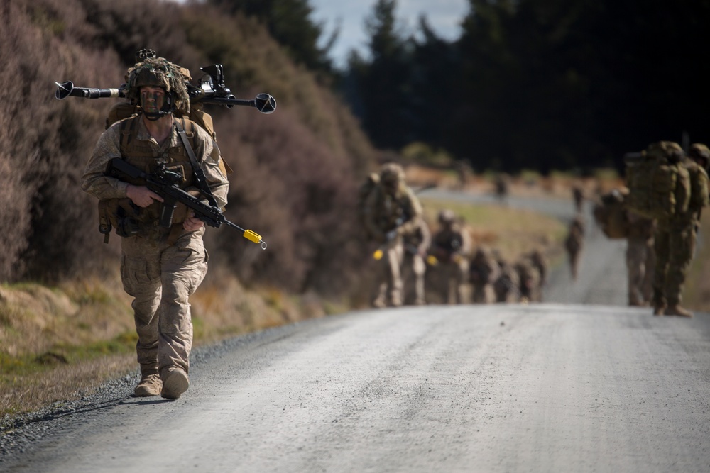 New Zealand soldiers hike through Waiouru Military Camp