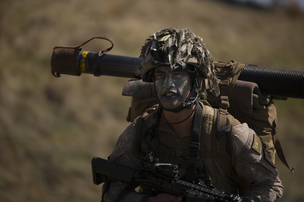 New Zealand soldiers hike through Waiouru Military Camp