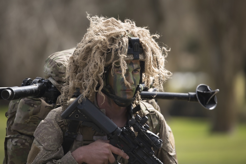 New Zealand soldiers hike through Waiouru Military Camp