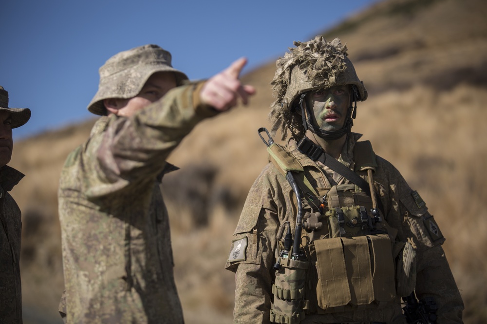 New Zealand soldiers hike through Waiouru Military Camp