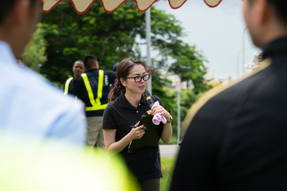 Chatan town residents, USAF participate in typhoon evacuation drill