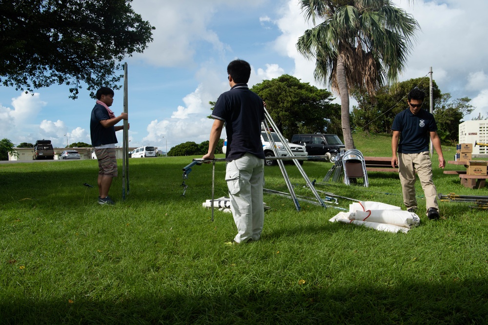 Chatan town residents, USAF participate in typhoon evacuation drill