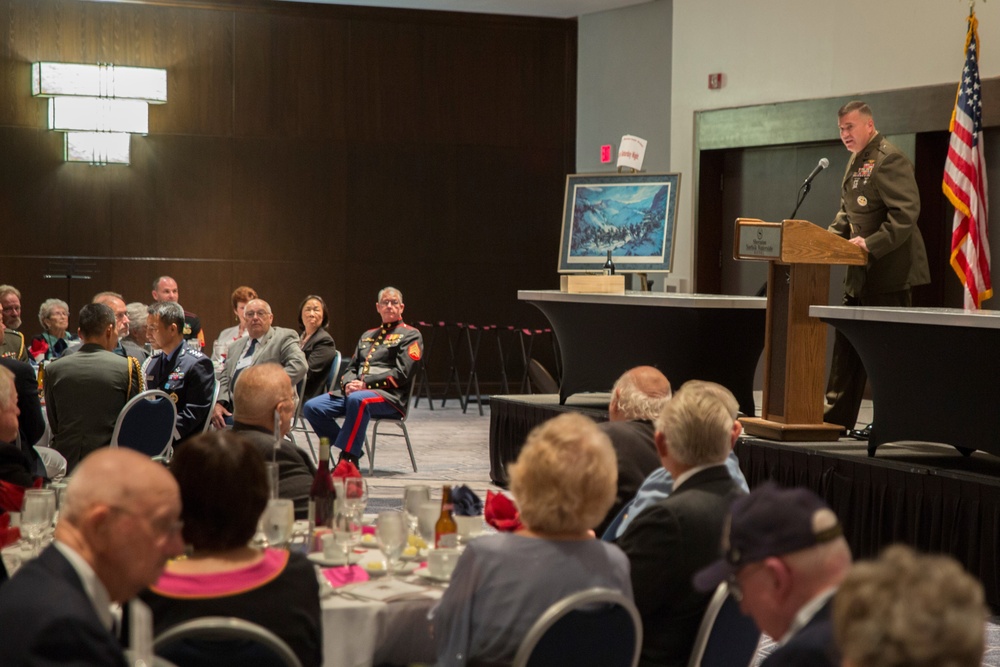 Brig. Gen. Michael S. Cederholm speaks to the 'Chosin Few'