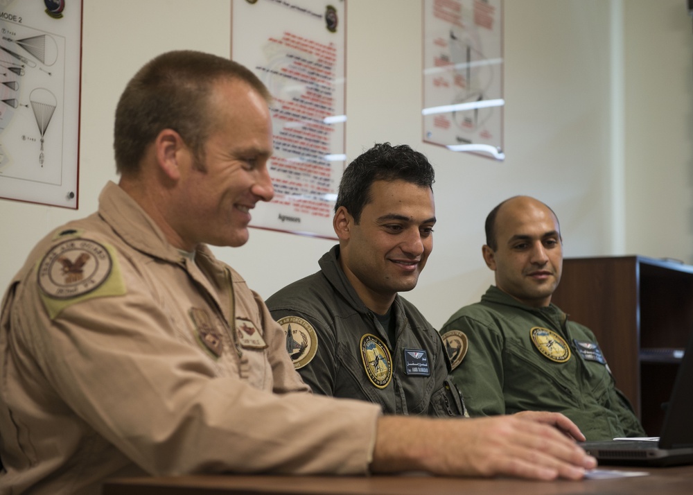 F-16 Pilots Plan Simulated Mission During Exercise Bright Star 2018