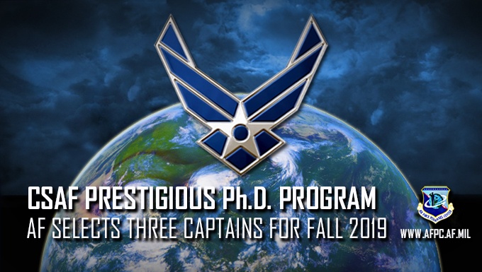 AF officials select three captains for Ph.D. program
