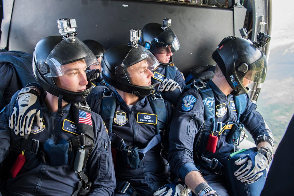 Wings of Blue perform practice jump in preparation for Red Tail's Air Show