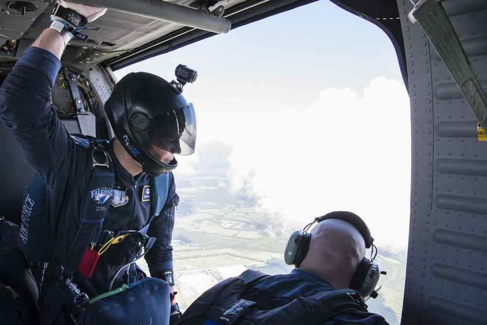 Wings of Blue perform practice jump in preparation for Red Tail's Air Show