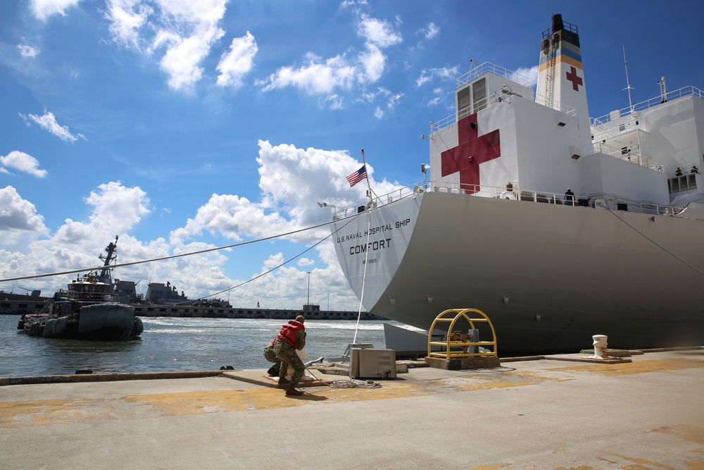USNS Comfort Evacuates