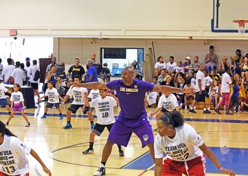 Lakers hold clinic for military kids