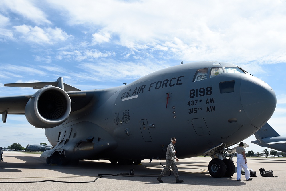 Evacuated aircraft arrive at Scott AFB