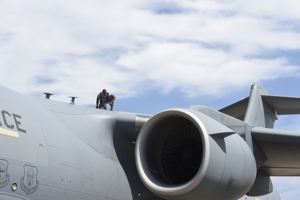 Evacuated aircraft arrive at Scott AFB