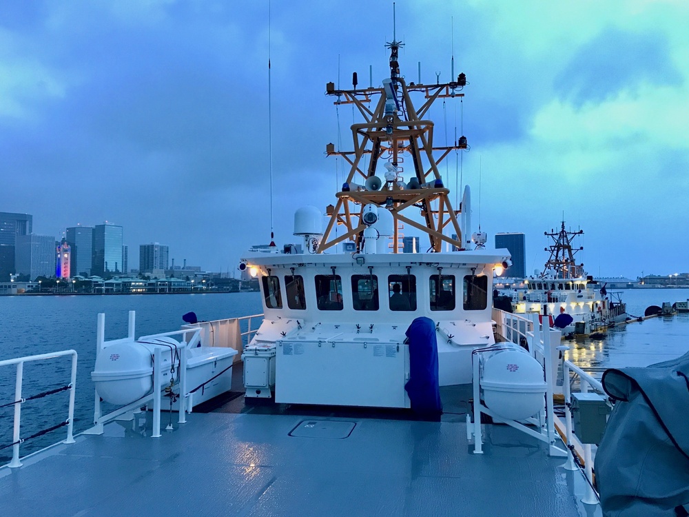Coast Guard Cutter Oliver Berry in port Honolulu following Tropical Storm Olivia