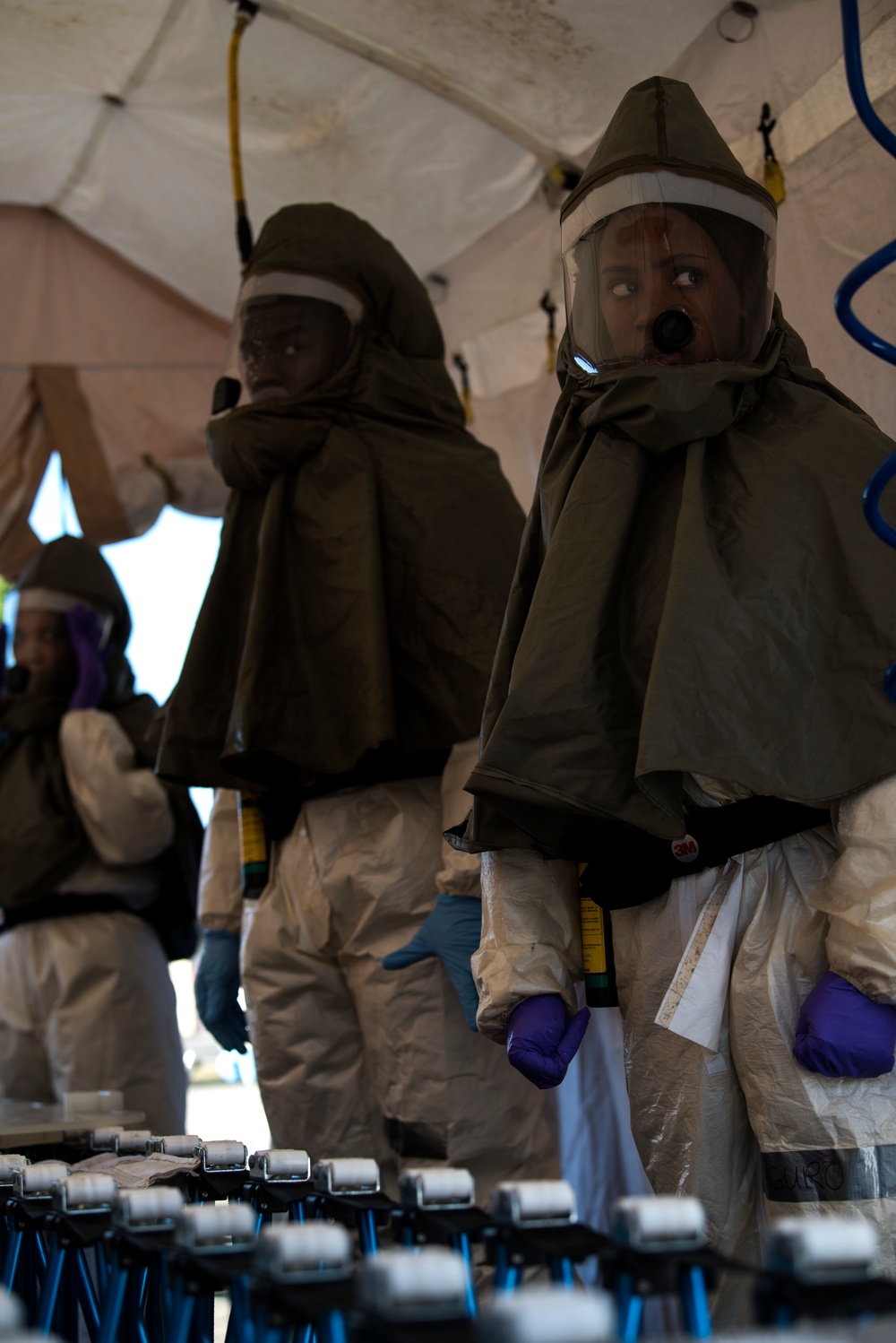 Airmen simulate patient decontamination during base readiness exercise