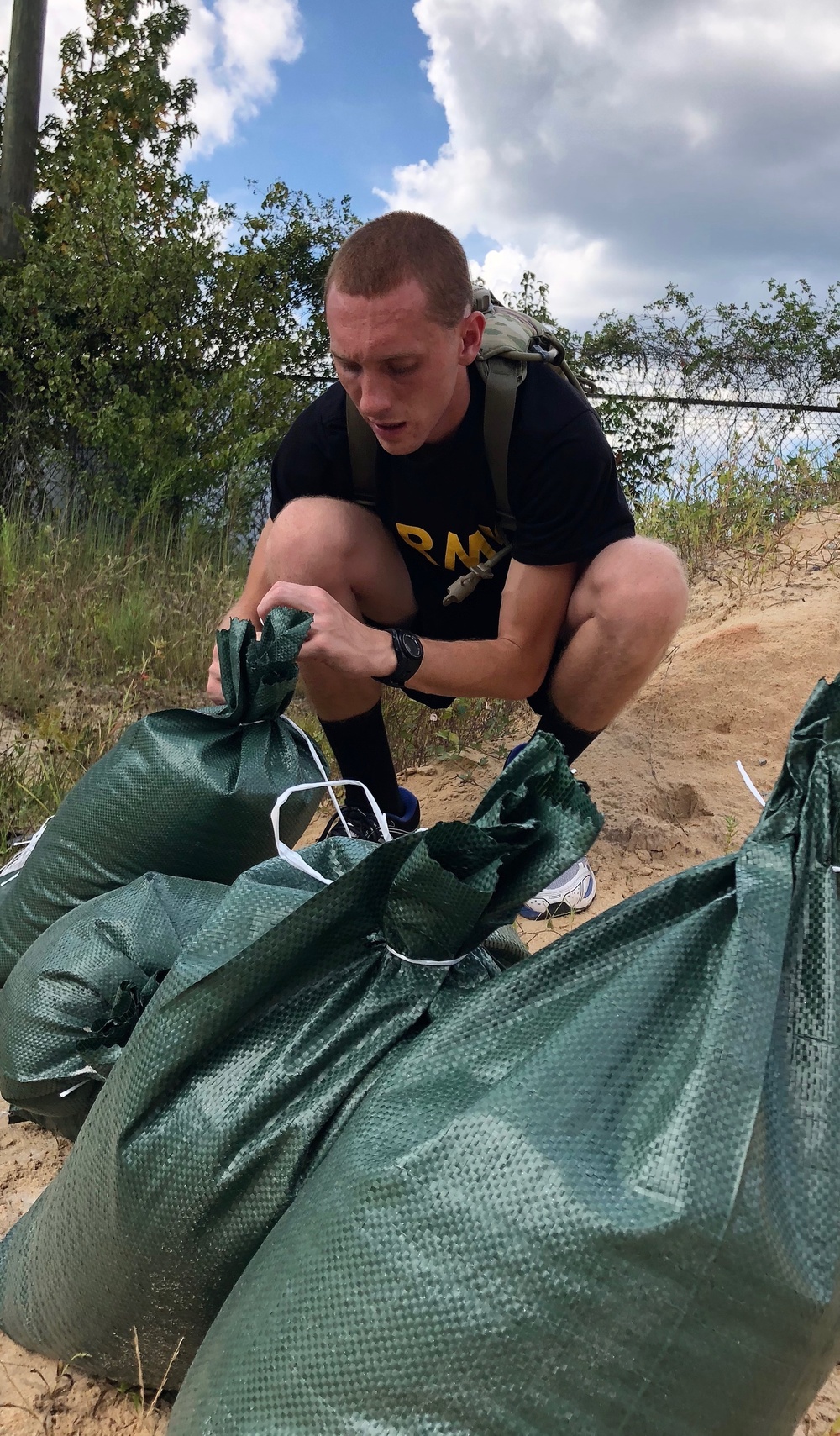 Soldiers Fill Sandbags ahead of Hurrican Florence