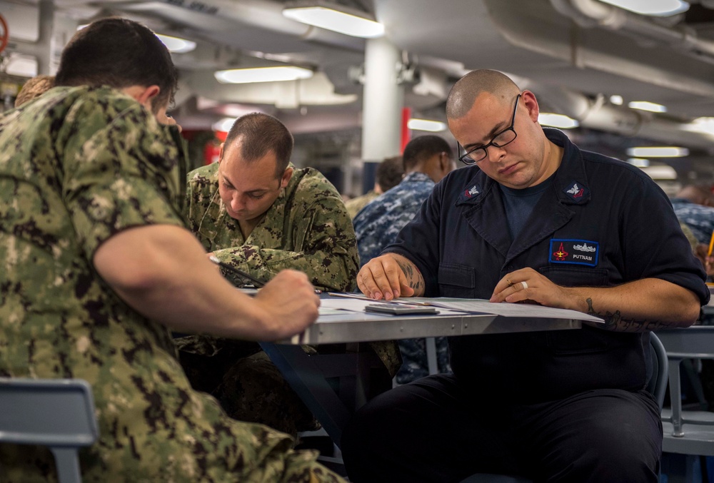 GHWB Sailors Take Advancement Exam