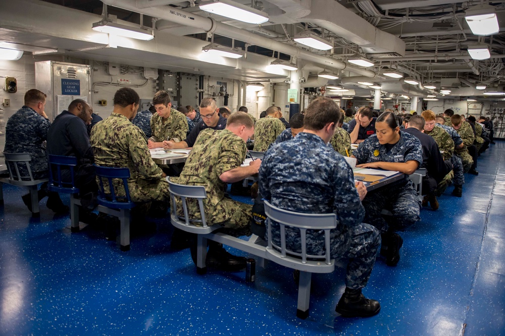 GHWB Sailors Take Advancement Exam