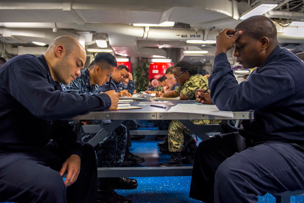 GHWB Sailors Take Advancement Exam