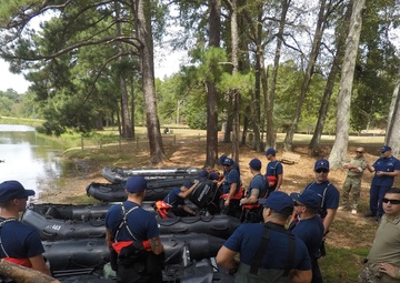Coast Guard crews prepare shallow water response boats for Hurricane Florence post-storm response