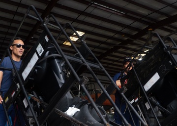 Coast Guard crews prepare shallow water response boats for Hurricane Florence post-storm response